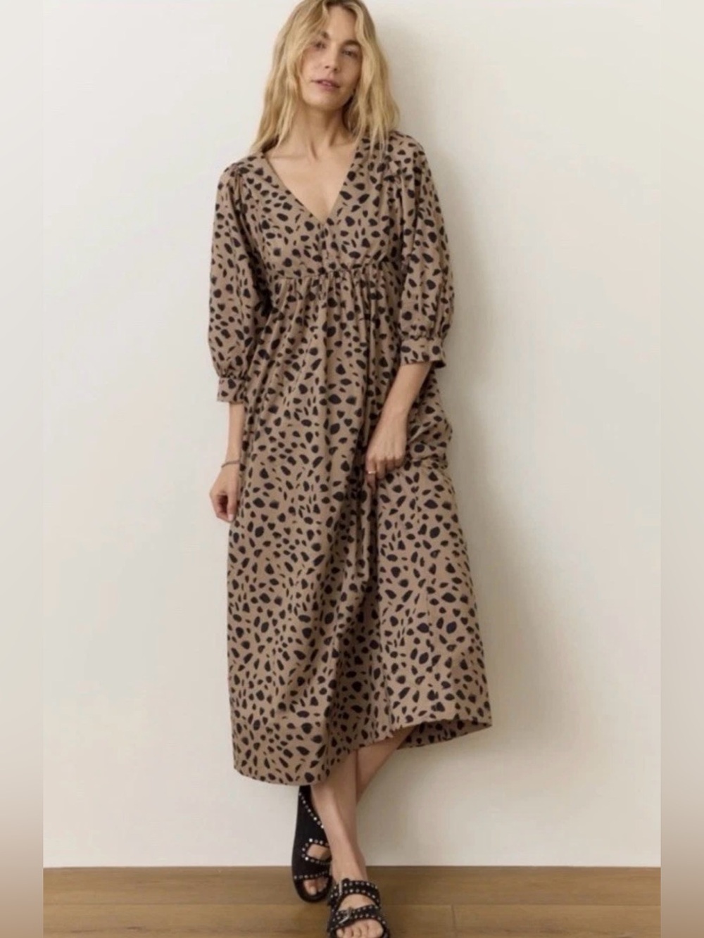 Marine Layer Alani Poplin Maxi Dress in Abstract Animal Print size medium